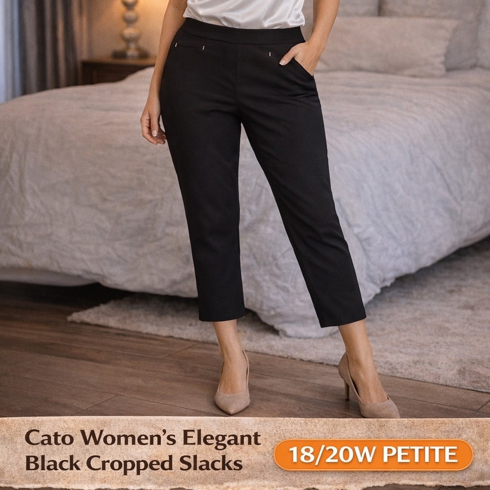 Cato Women's Elegant Black Cropped slacks 18/20W PETITE